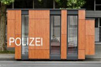 Conex Box Shipping Containers Transformed to Mobile Police Stations
