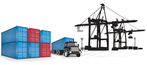 A drawing of an intermodal shipping container depot