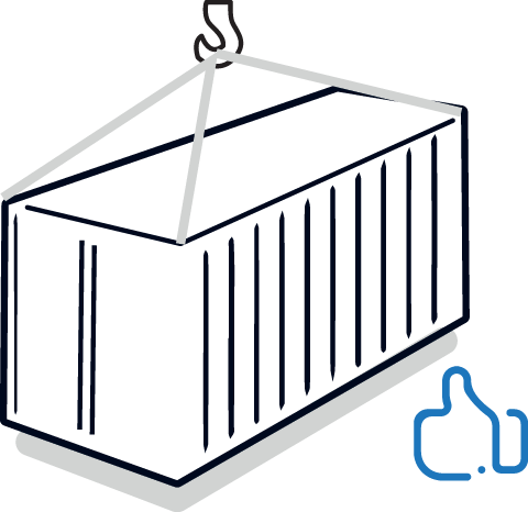 2d icon of a shipping container lifted by a hoist
