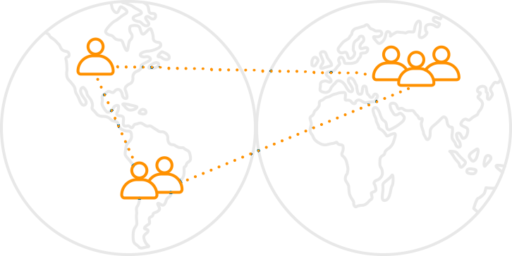 a world map showing buyers and sellers connecting globally at shipped.com Wholesale Containers and International Leasing